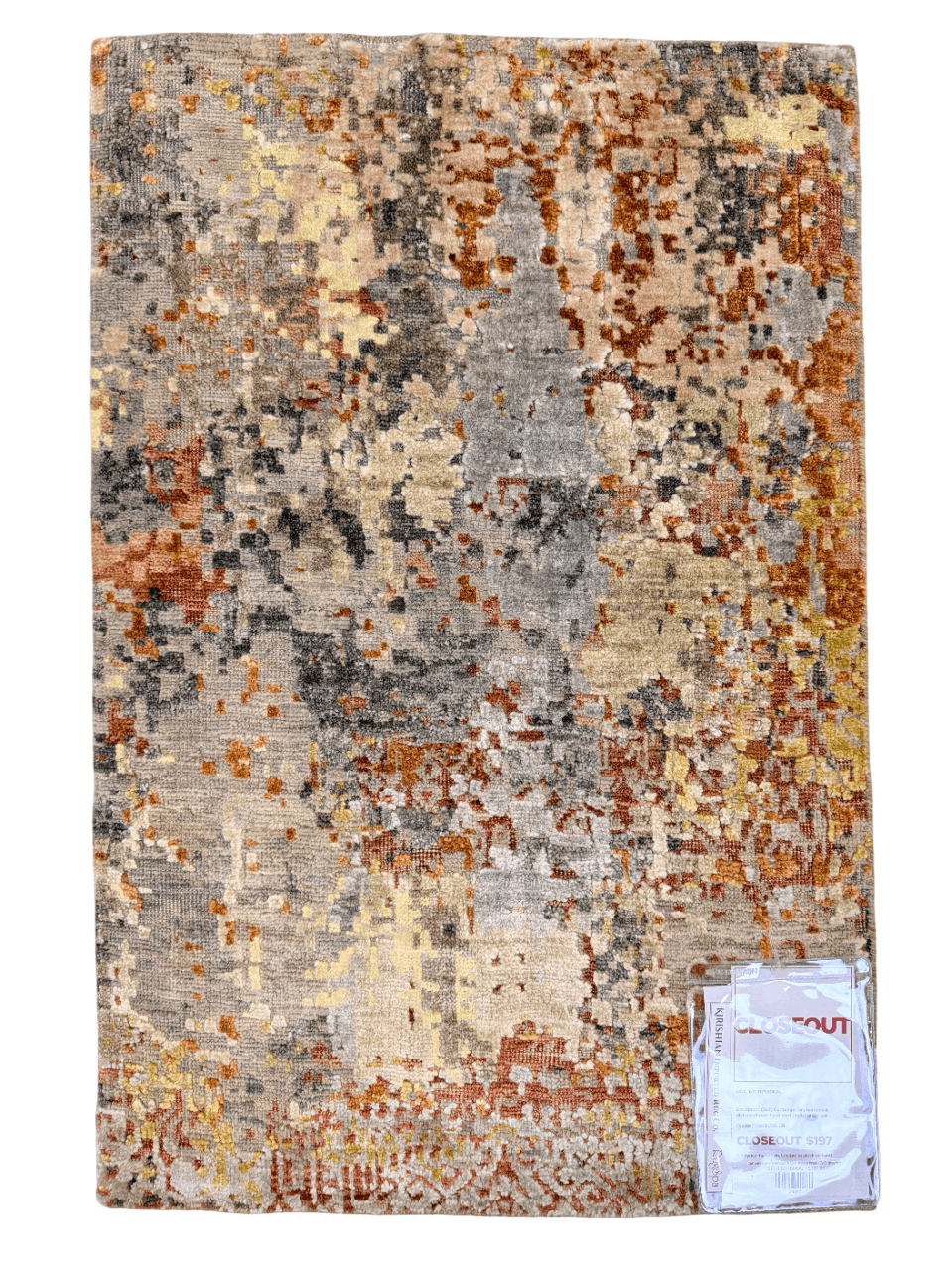 Contemporary Bamboo & Distressed Wool (2x3) gray/rust