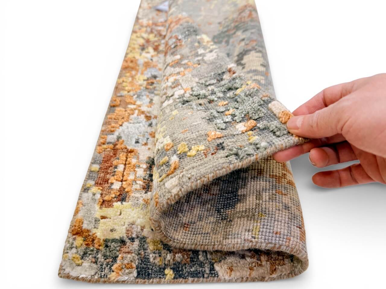 Contemporary Bamboo & Distressed Wool (2x3) gray/rust