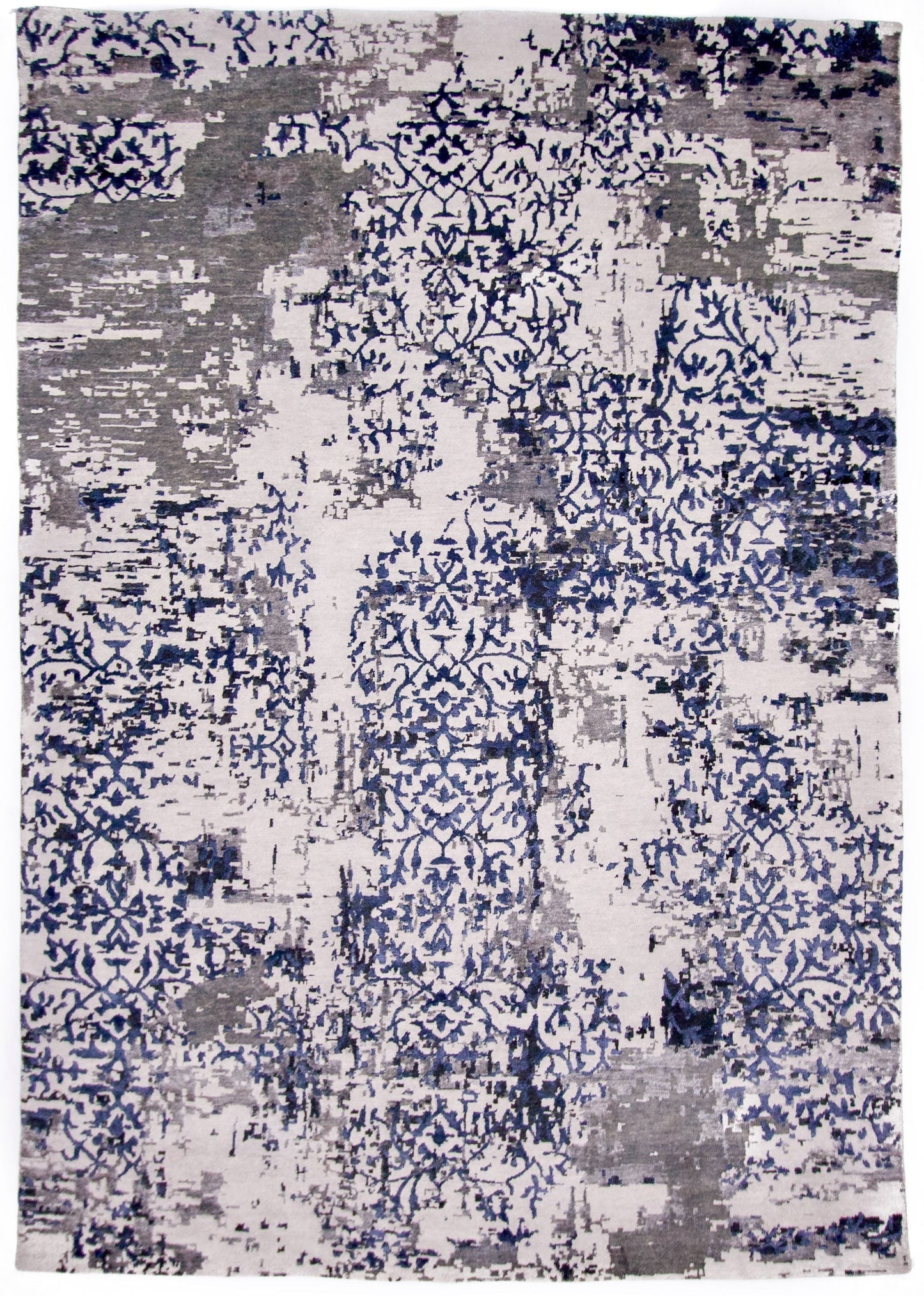 Erased Arabesque (6x9) Blue and cream imported area rug full image