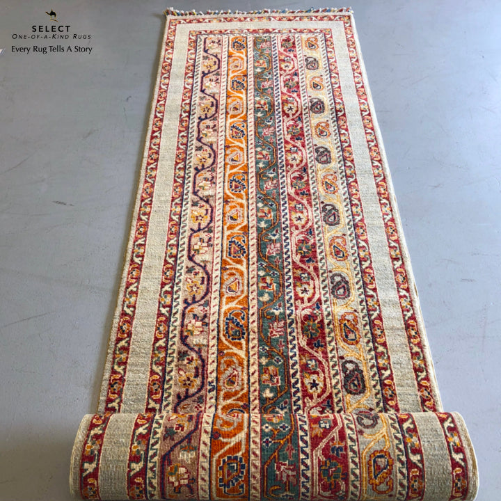 Afghan-Made Shawl Design mt/ltgrn 10' Runner