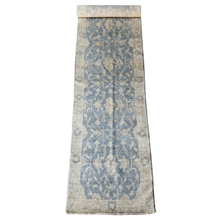 Indo-Oushak lt.blue/ivory 12' Runner