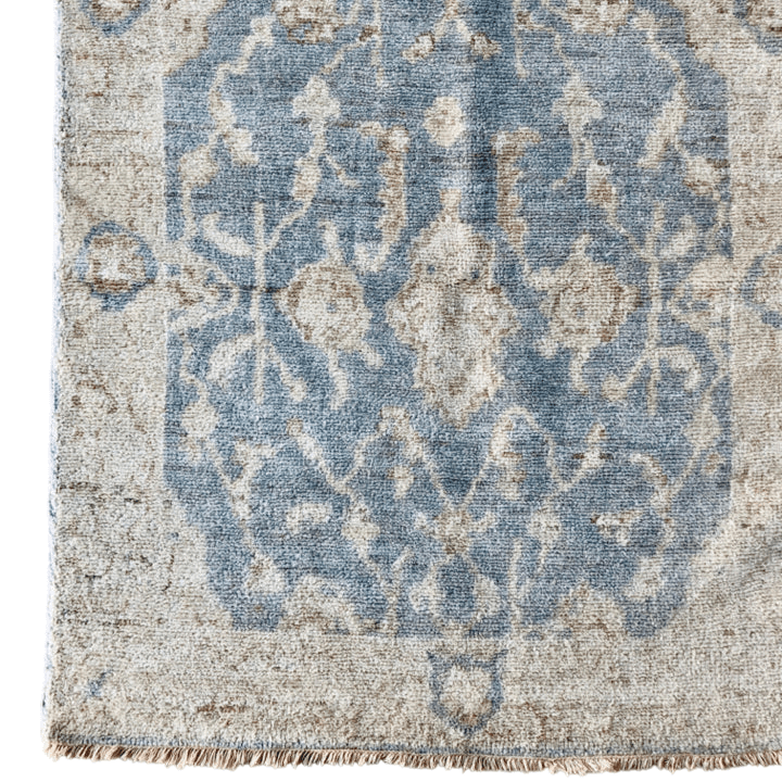 Indo-Oushak lt.blue/ivory 12' Runner