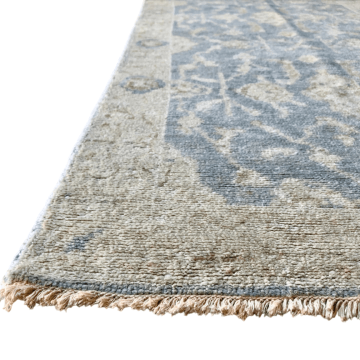 Indo-Oushak lt.blue/ivory 12' Runner