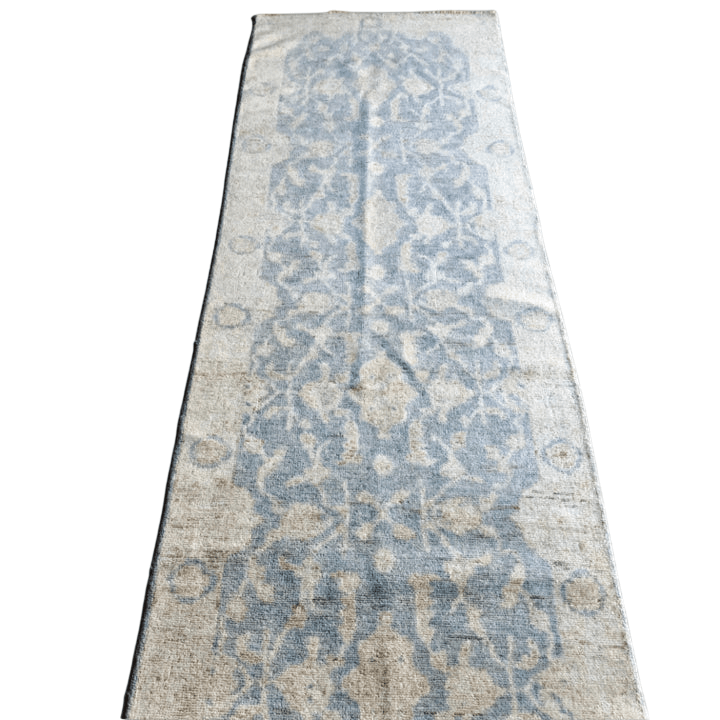Indo-Oushak lt.blue/ivory 12' Runner