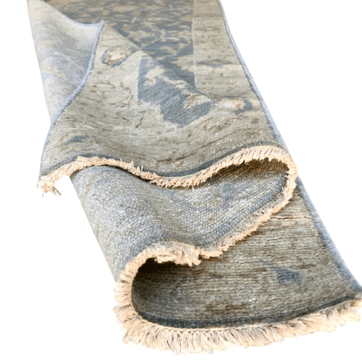 Indo-Oushak lt.blue/ivory 12' Runner