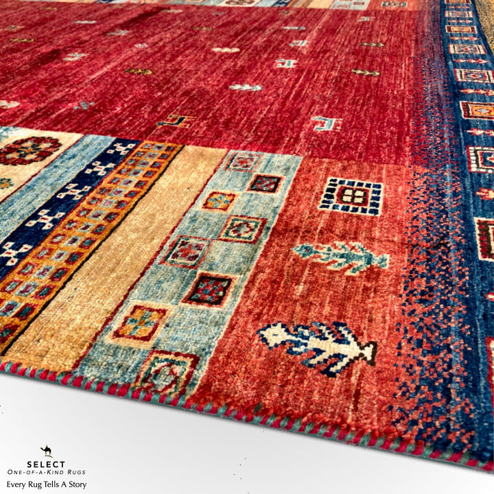 Afghan-Made Gabbeh red/mt 4'10"x6'9"