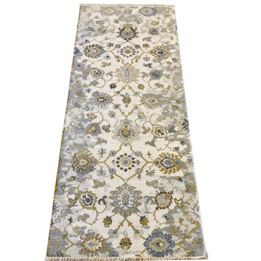 Reversible/2-Sided Flat Weave, (4x10) ivory/gray