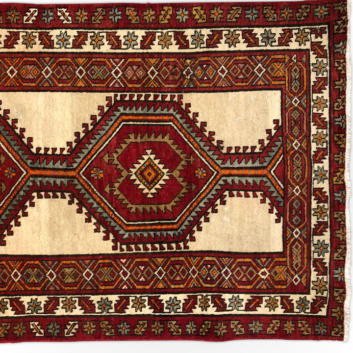 Persian Serab 14' Runner ivory/red