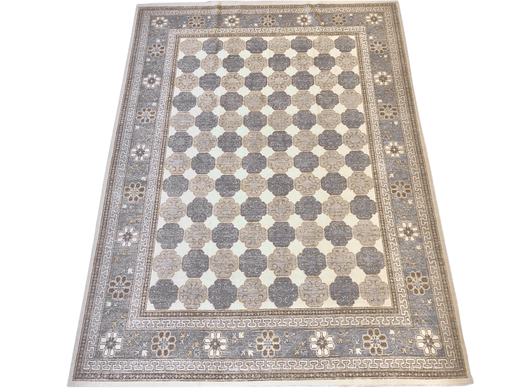 Antique-Washed Khotan  ivo/gray 9x12