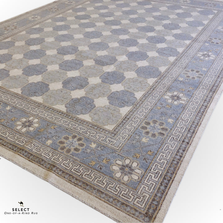 Antique-Washed Khotan  ivo/gray 9x12