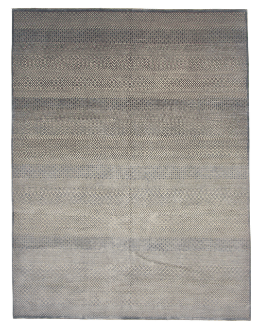 Grass design 9'01"x11'10" (gray/ivory)