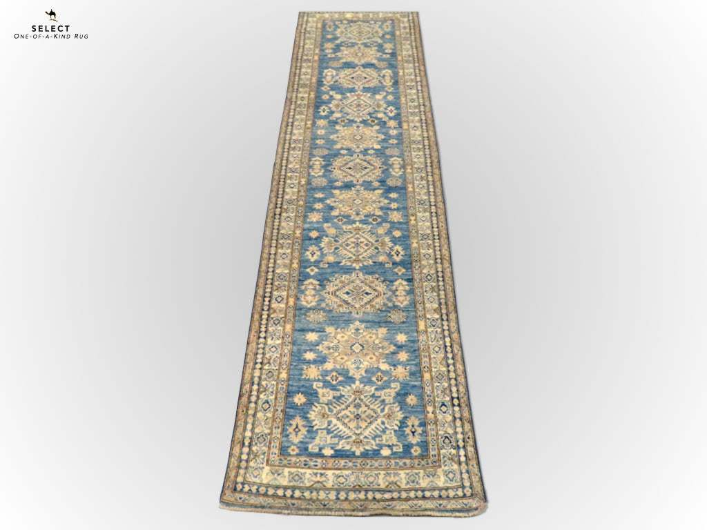 Antique-Washed Super Kazak 12' Runner blue/ivo