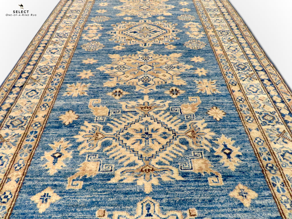 Antique-Washed Super Kazak 12' Runner blue/ivo