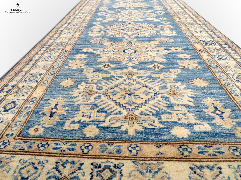 Antique-Washed Super Kazak 12' Runner blue/ivo