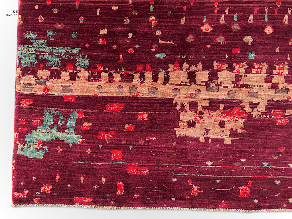 Gabbeh Rocks dkred/red 4'08" x 6'05"