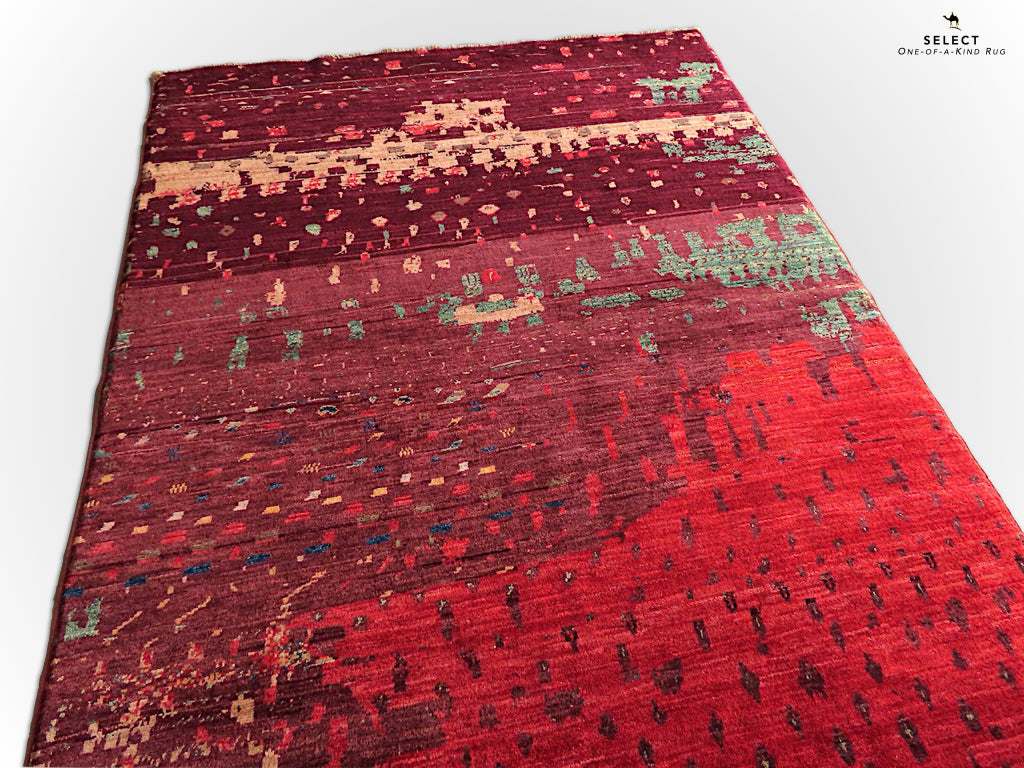 Gabbeh Rocks dkred/red 4'08" x 6'05"