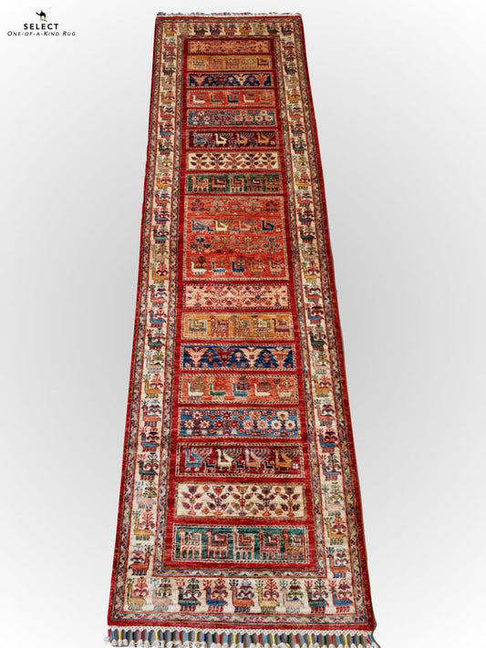 Pazyryk-Style Gabbeh  red/mt 9' Runner