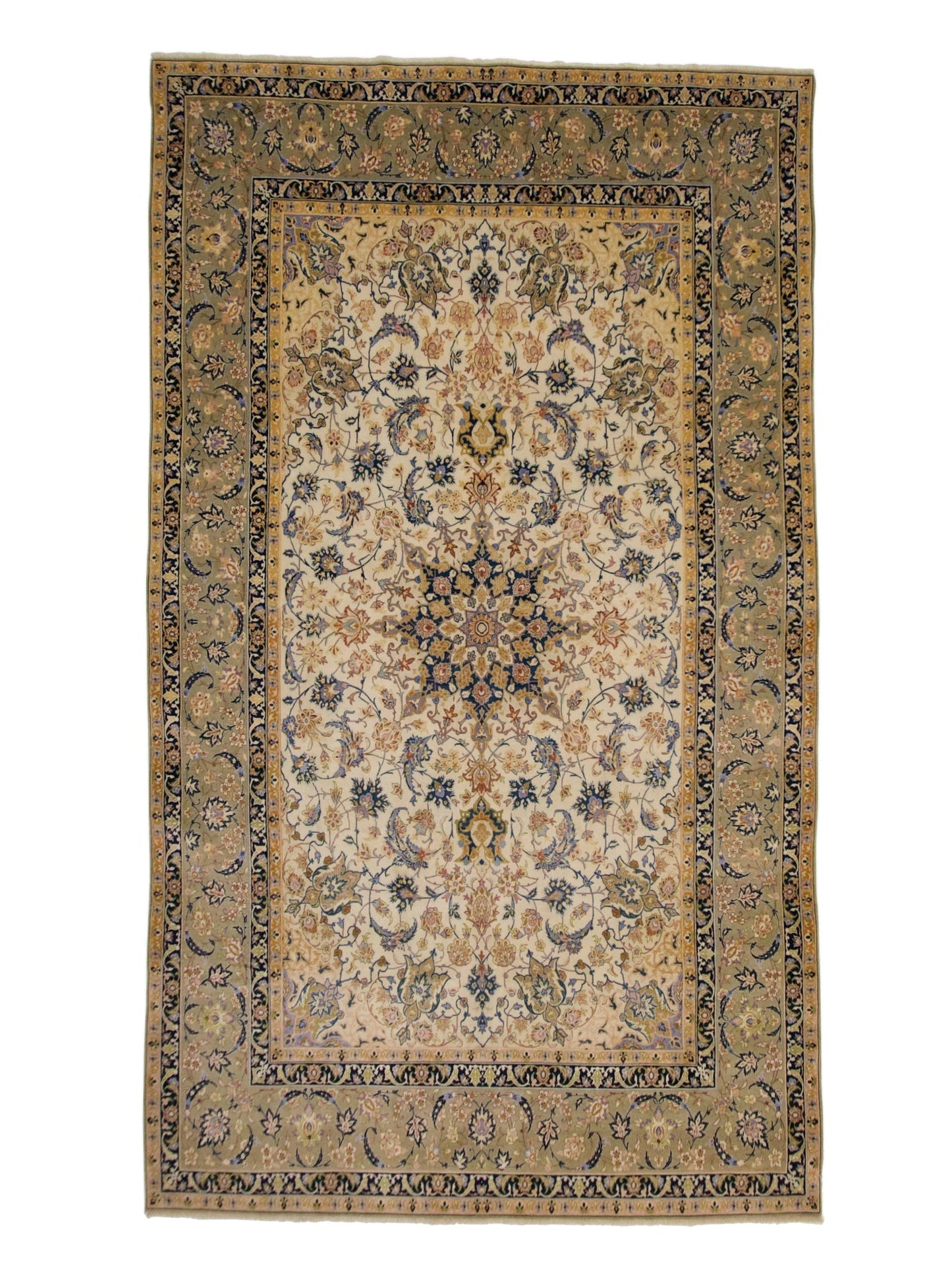 Fine Persian Tabriz ivo/grn 5x8