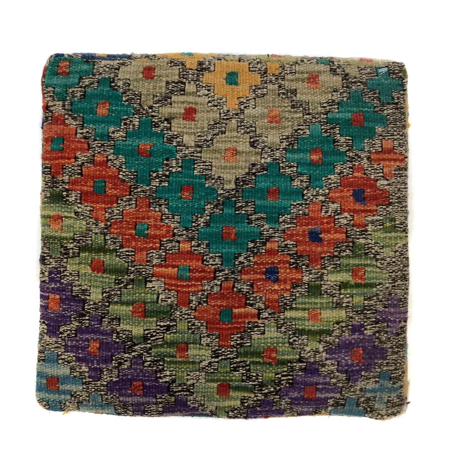 Kilim-Style Cube Ottoman