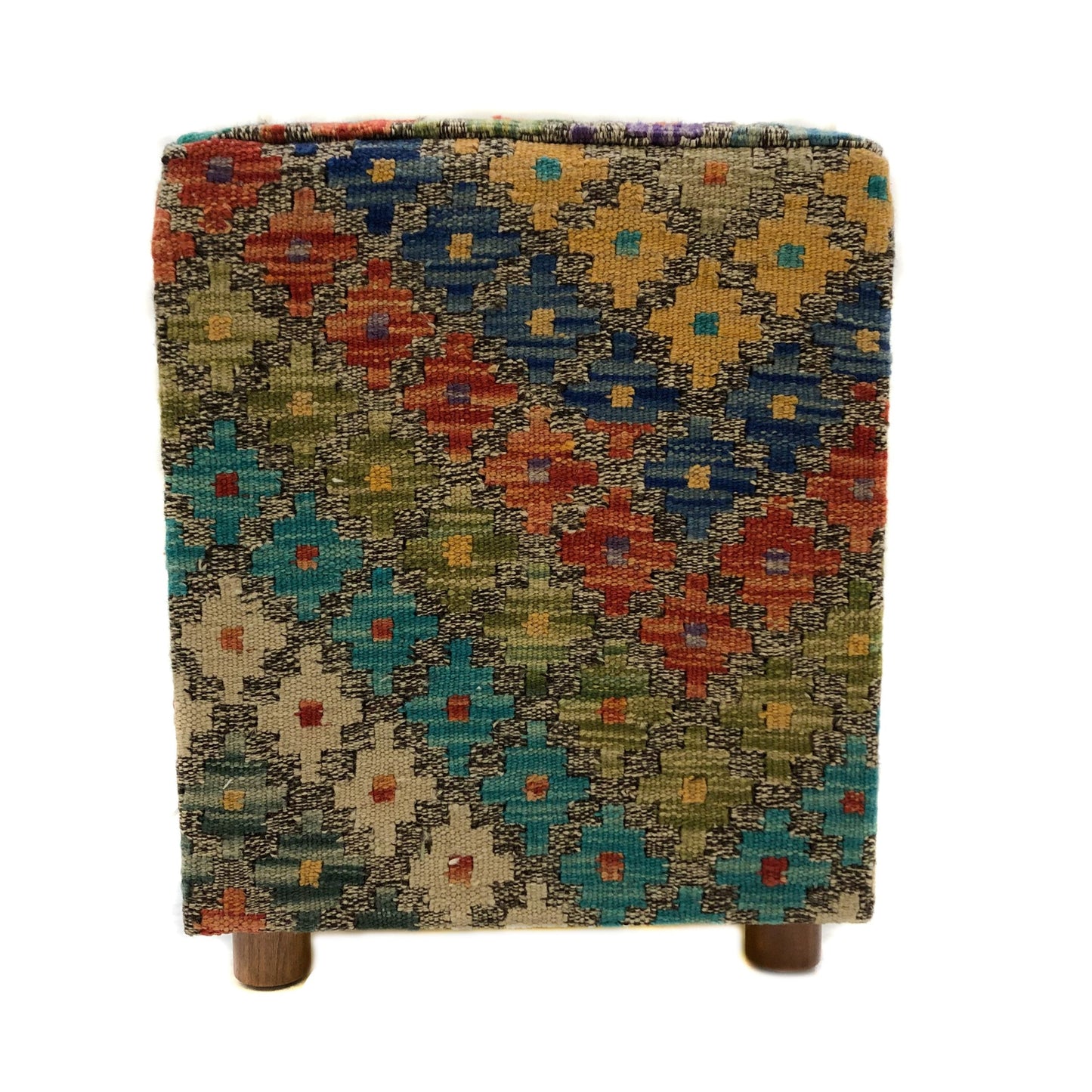 Kilim-Style Cube Ottoman