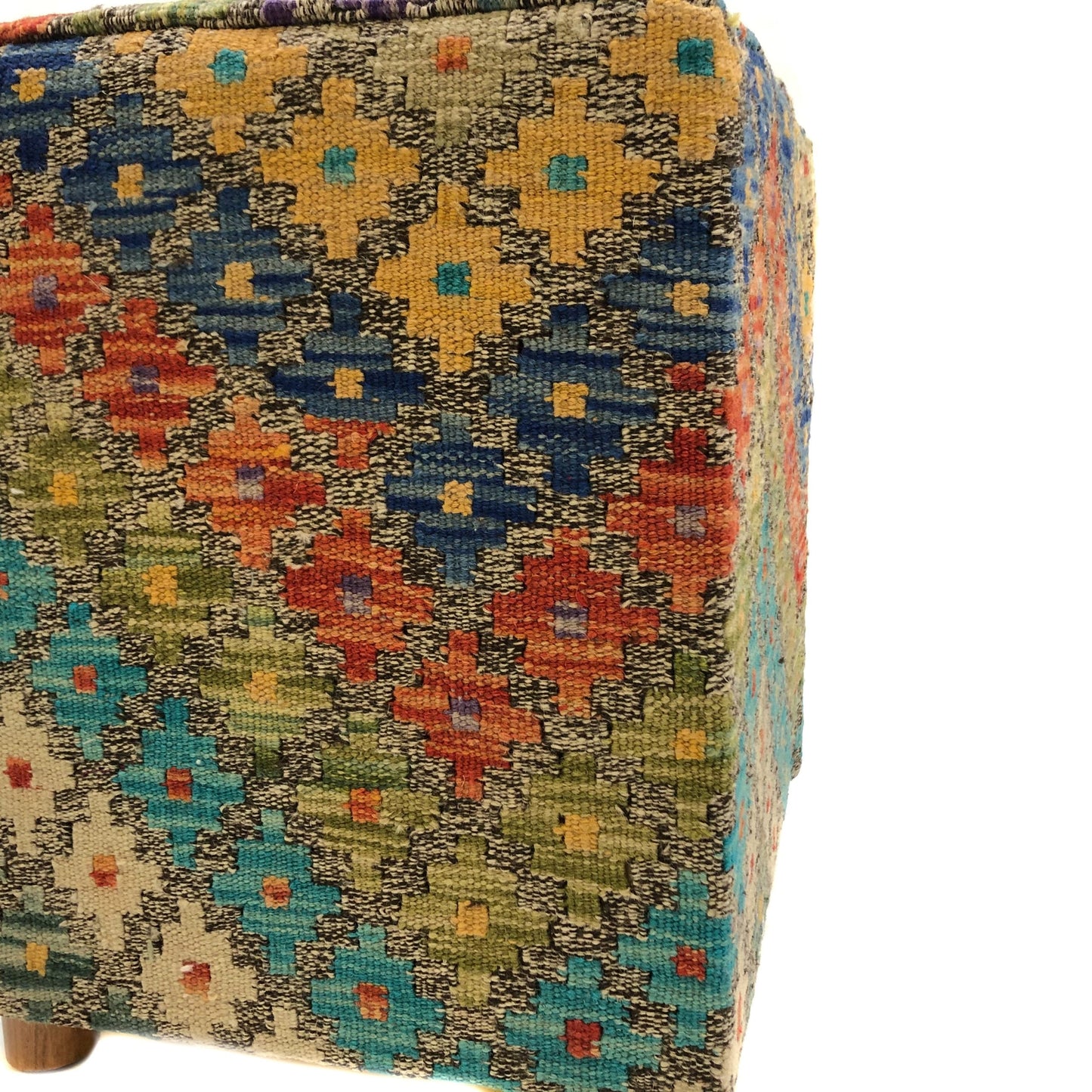 Kilim-Style Cube Ottoman