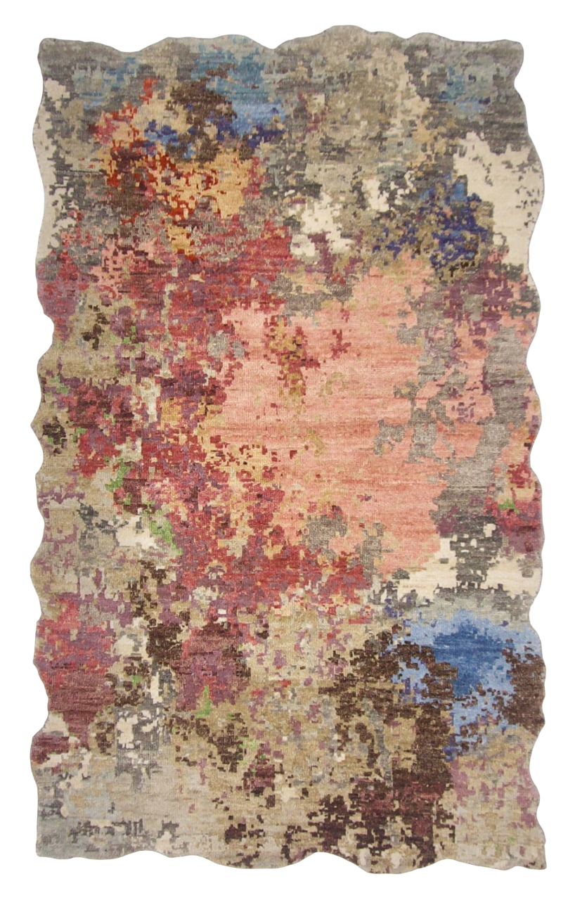 Scalloped Edge Contemporary (3x5) purple/multicolor