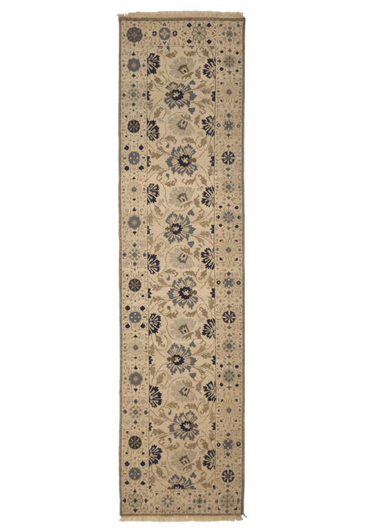 Reversible/2-sided flat weave ivo/blu 10' Runner