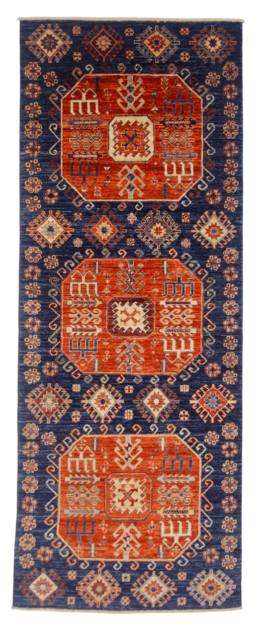 Afghan Turkoman (3'10"x10'01") blue/red