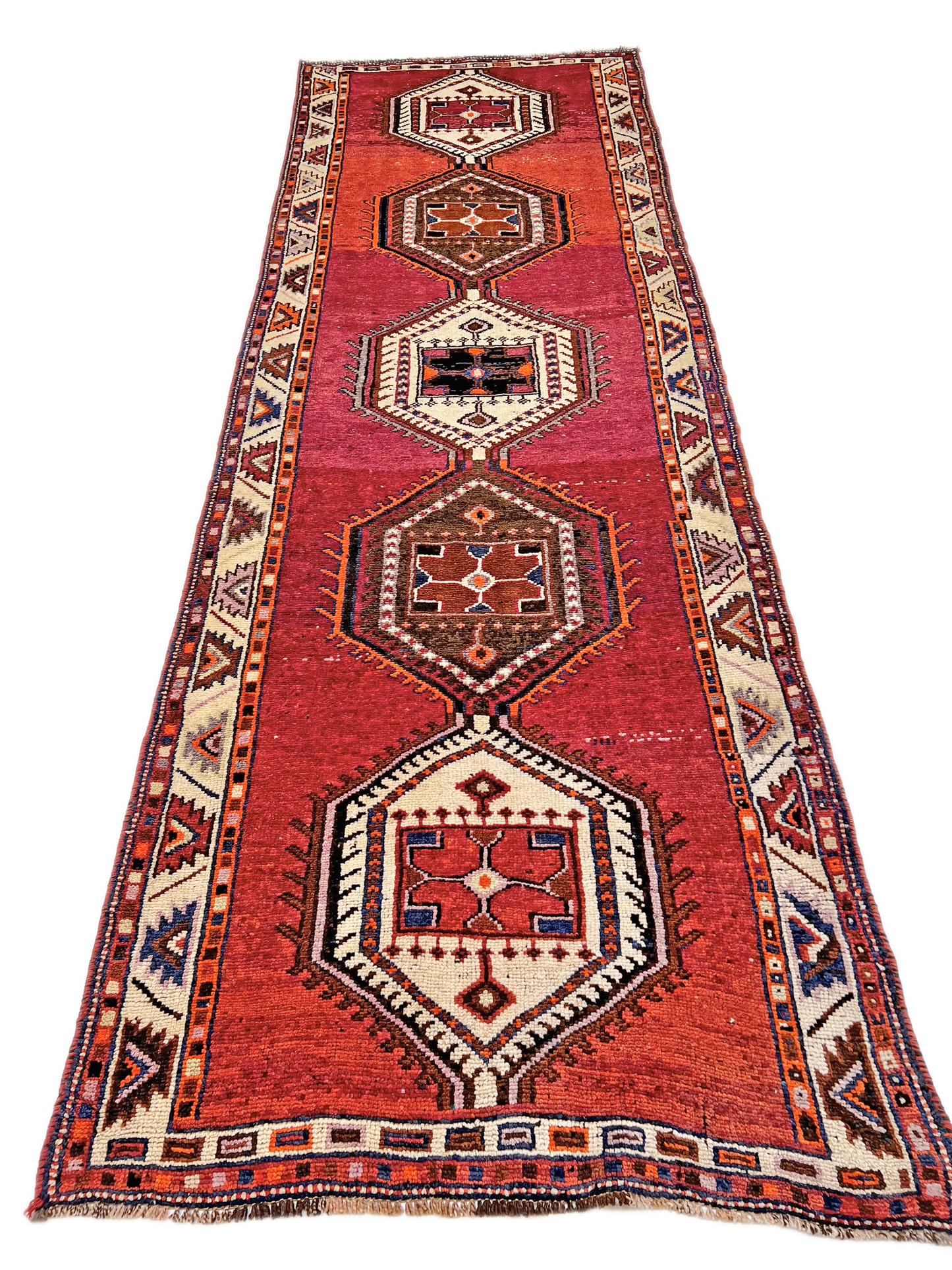 Vintage Turkish 4'06"x12'09" red/brn