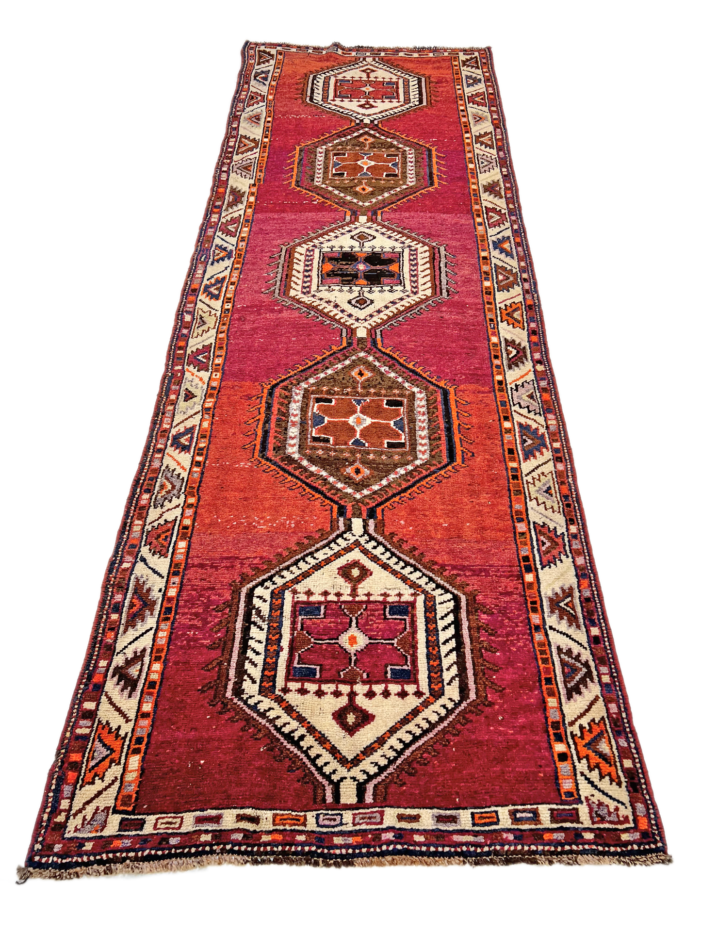 Vintage Turkish 4'06"x12'09" red/brn