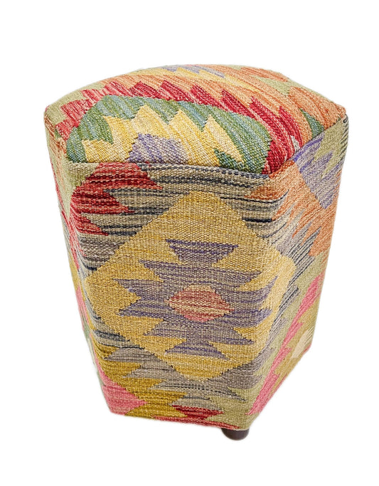 Kilim-Style Hexagonal Ottoman