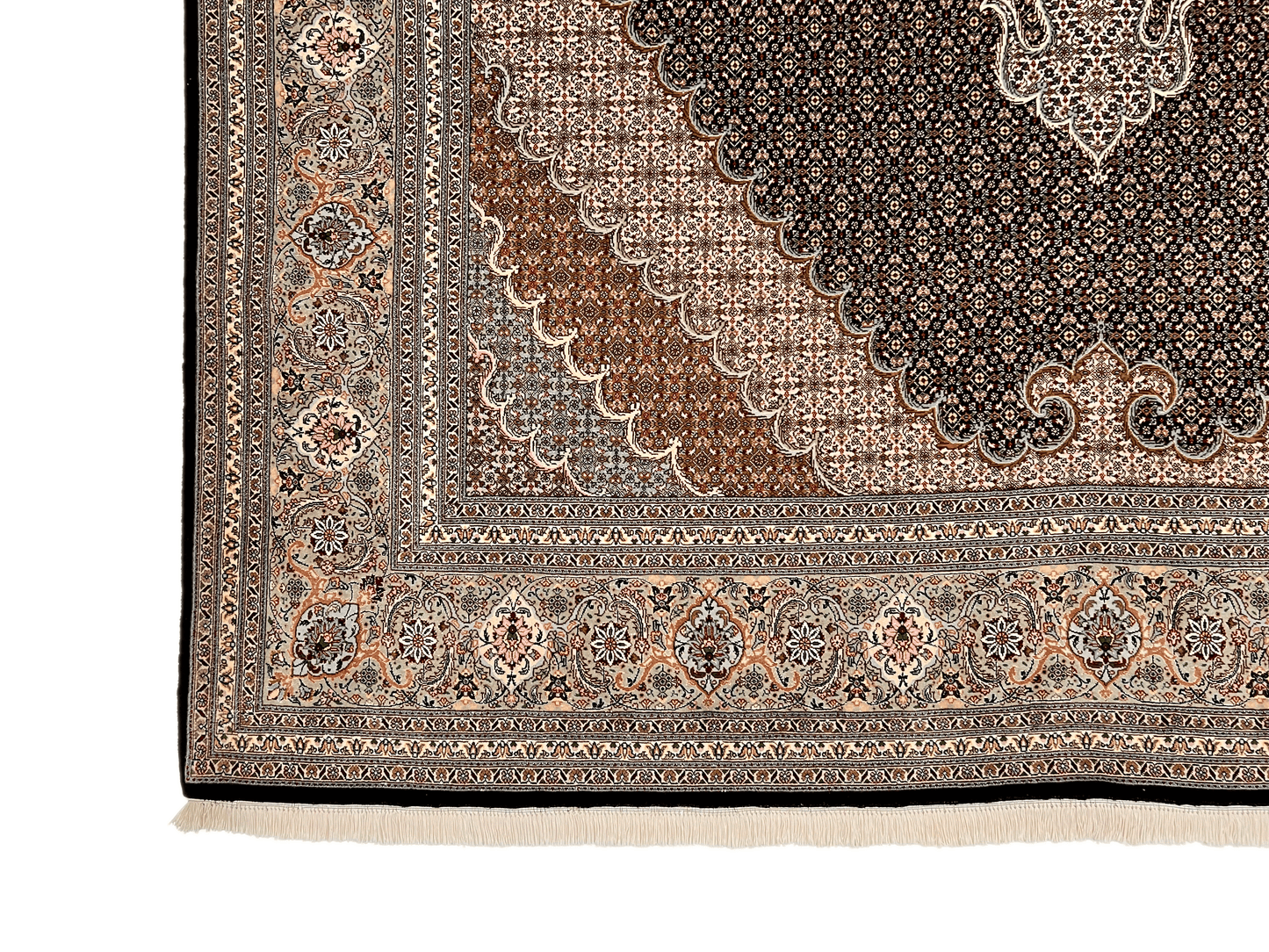 Tabriz wool/silk 8'03"x11'05" blk/grn