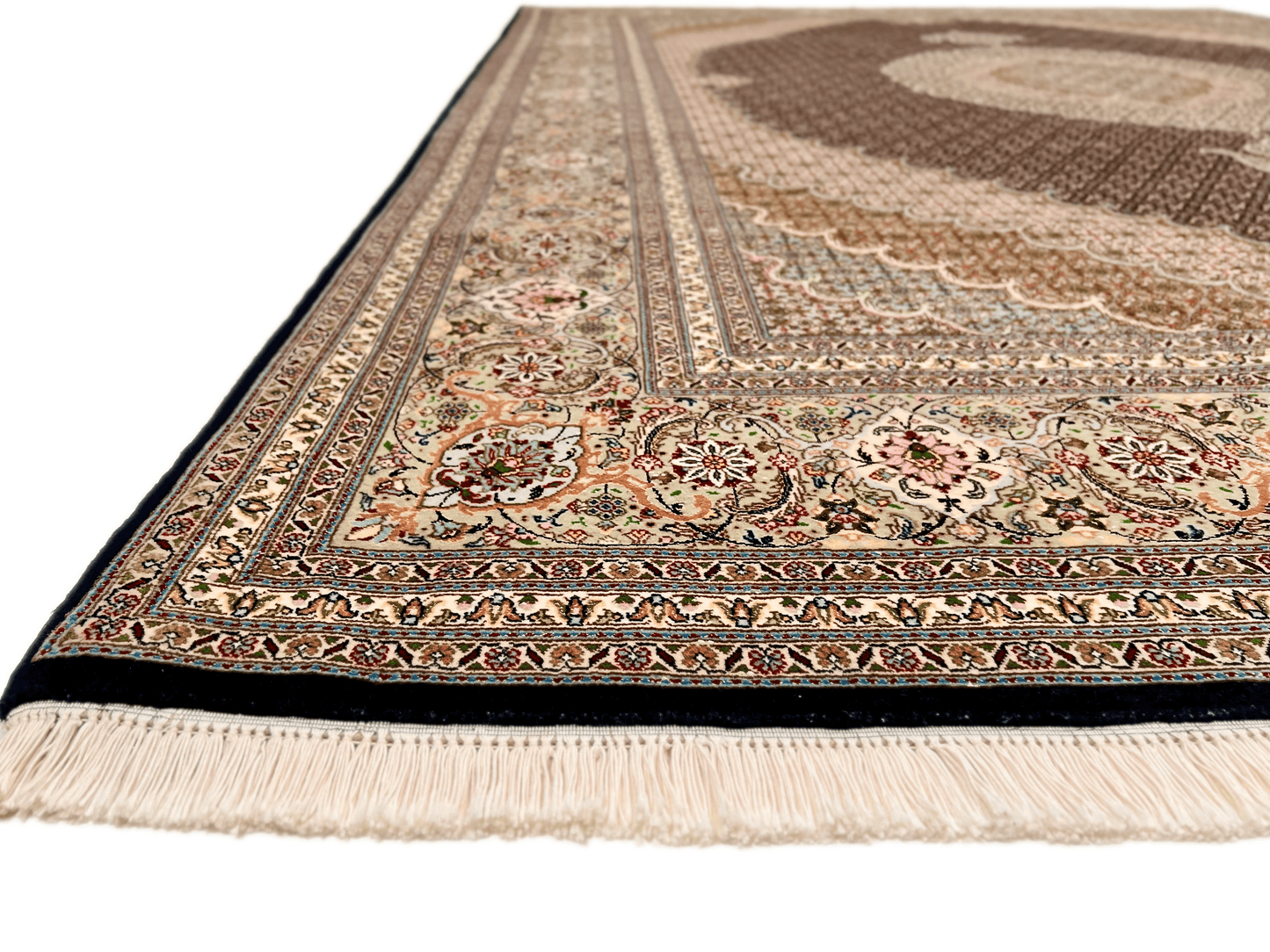 Tabriz wool/silk 8'03"x11'05" blk/grn