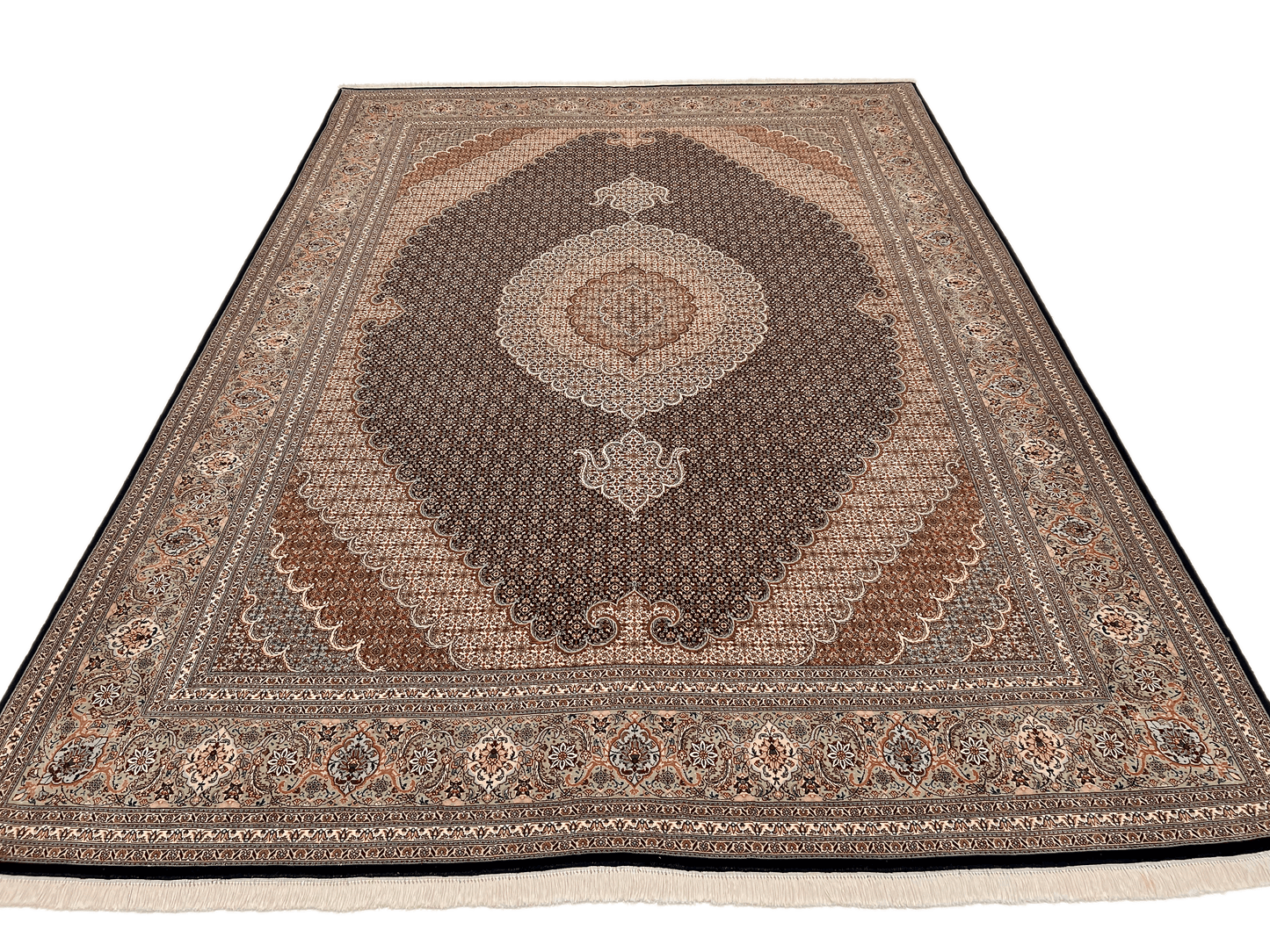 Tabriz wool/silk 8'03"x11'05" blk/grn