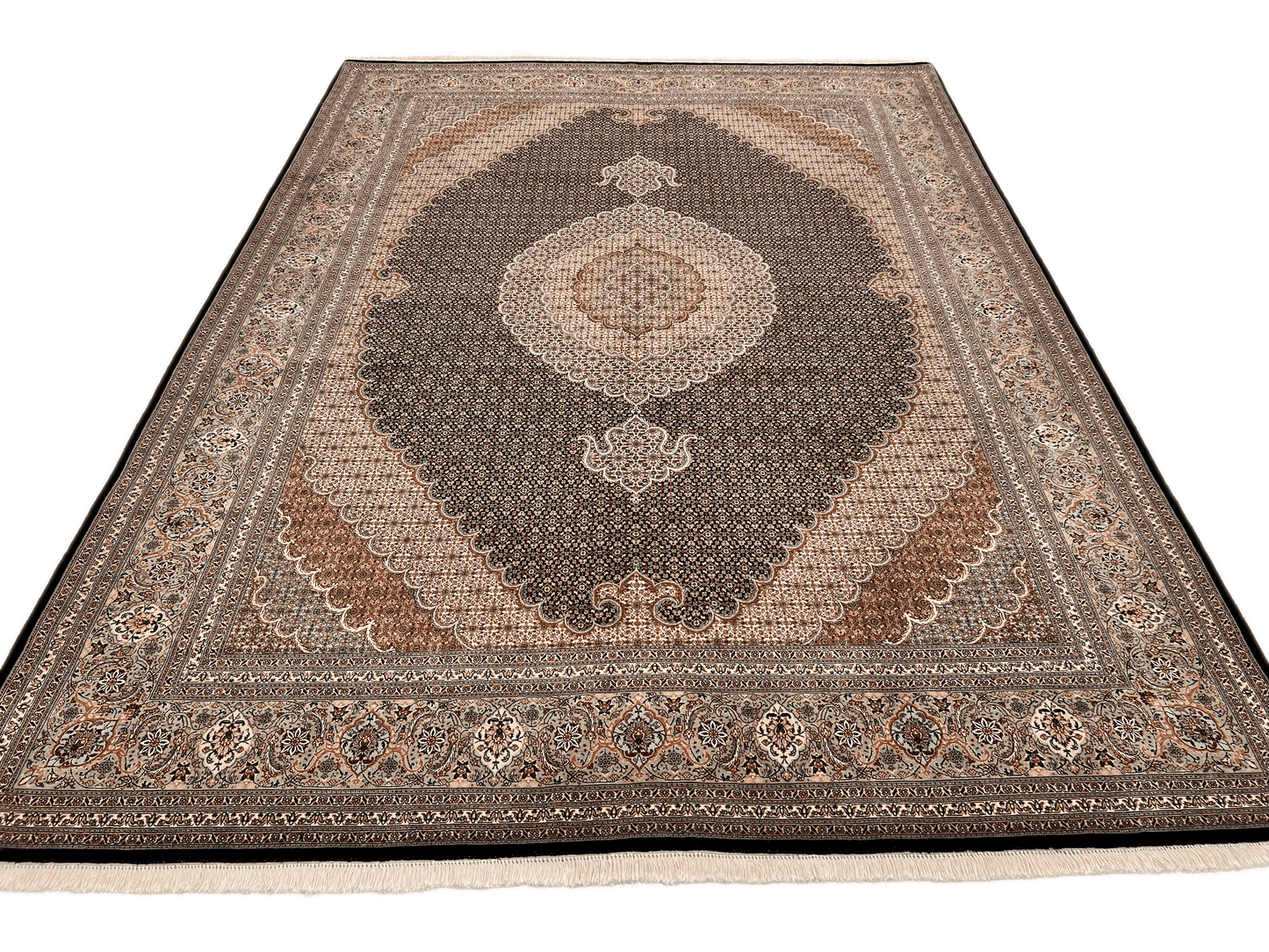 Tabriz wool/silk 8'03"x11'05" blk/grn