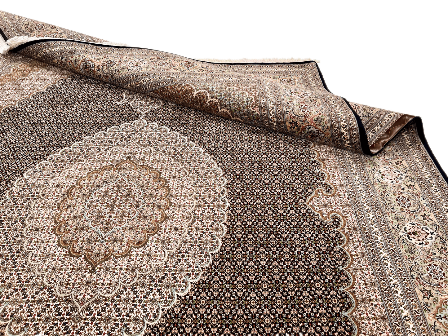 Tabriz wool/silk 8'03"x11'05" blk/grn