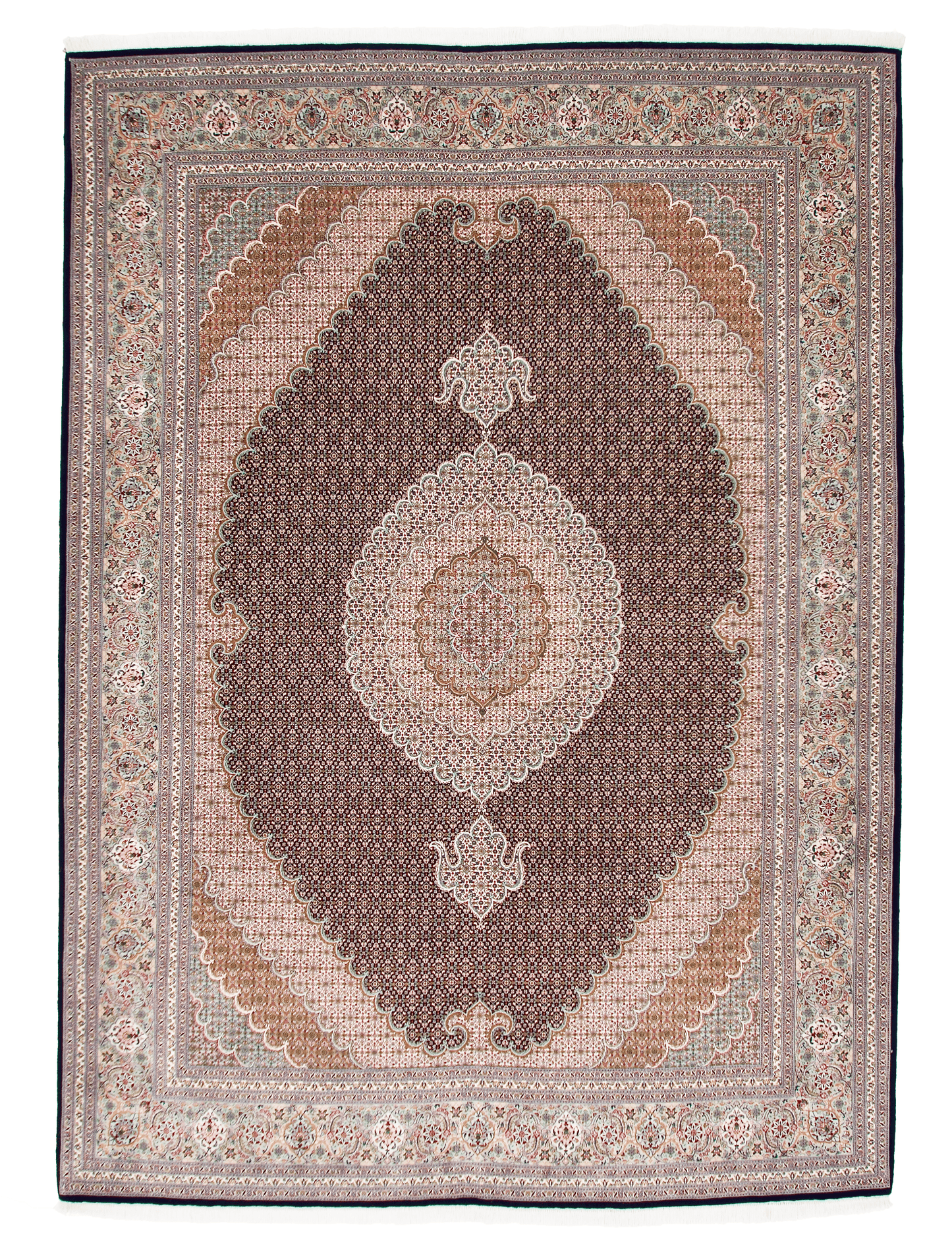 Tabriz wool/silk 8'03"x11'05" blk/grn