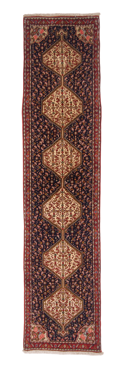 Bijar Medallion/Herati 1'09"x7'08" blu/red
