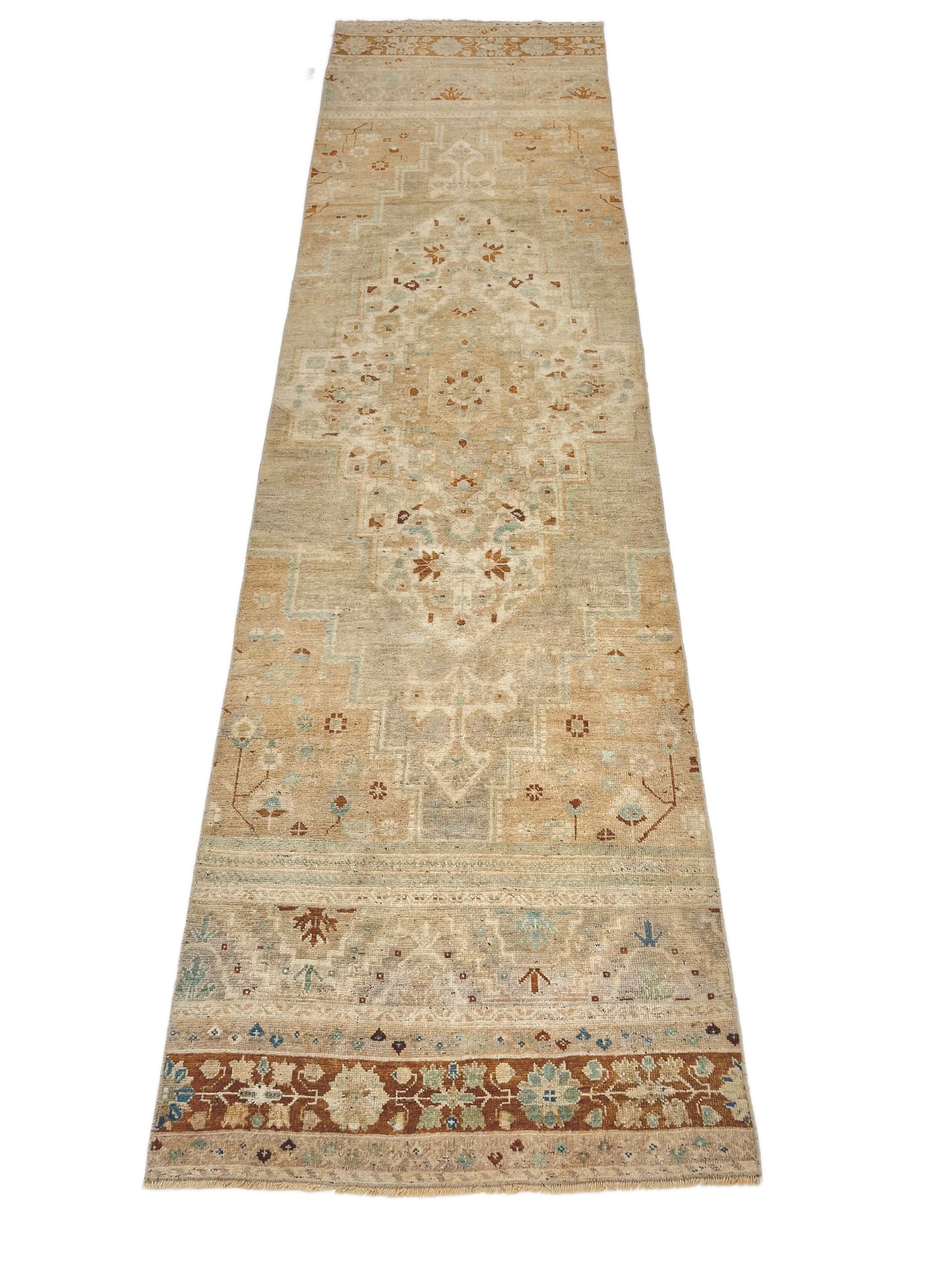 Vintage Turkish runner 3'00"x11'03" bge/brn