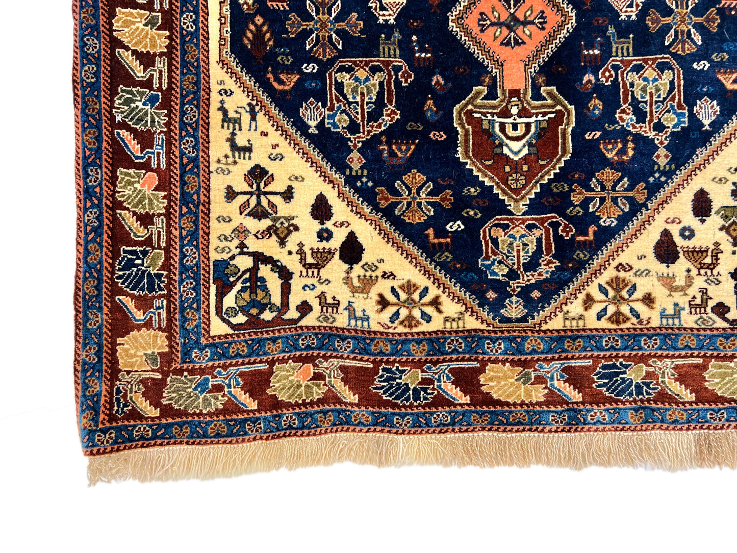 Persian Qashqai (3'04"x4'09") navy/ivory/burgundy