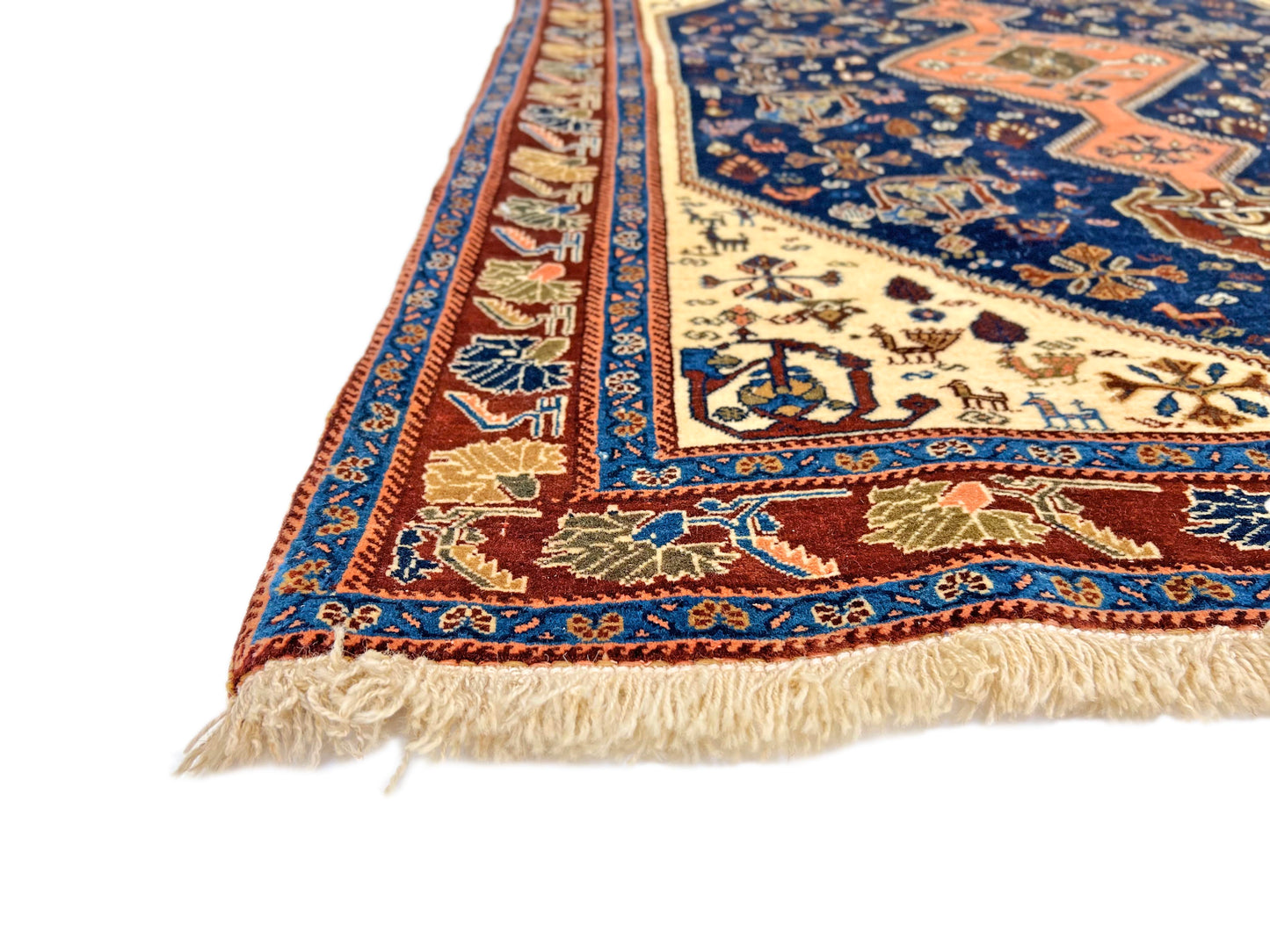 Persian Qashqai (3'04"x4'09") navy/ivory/burgundy