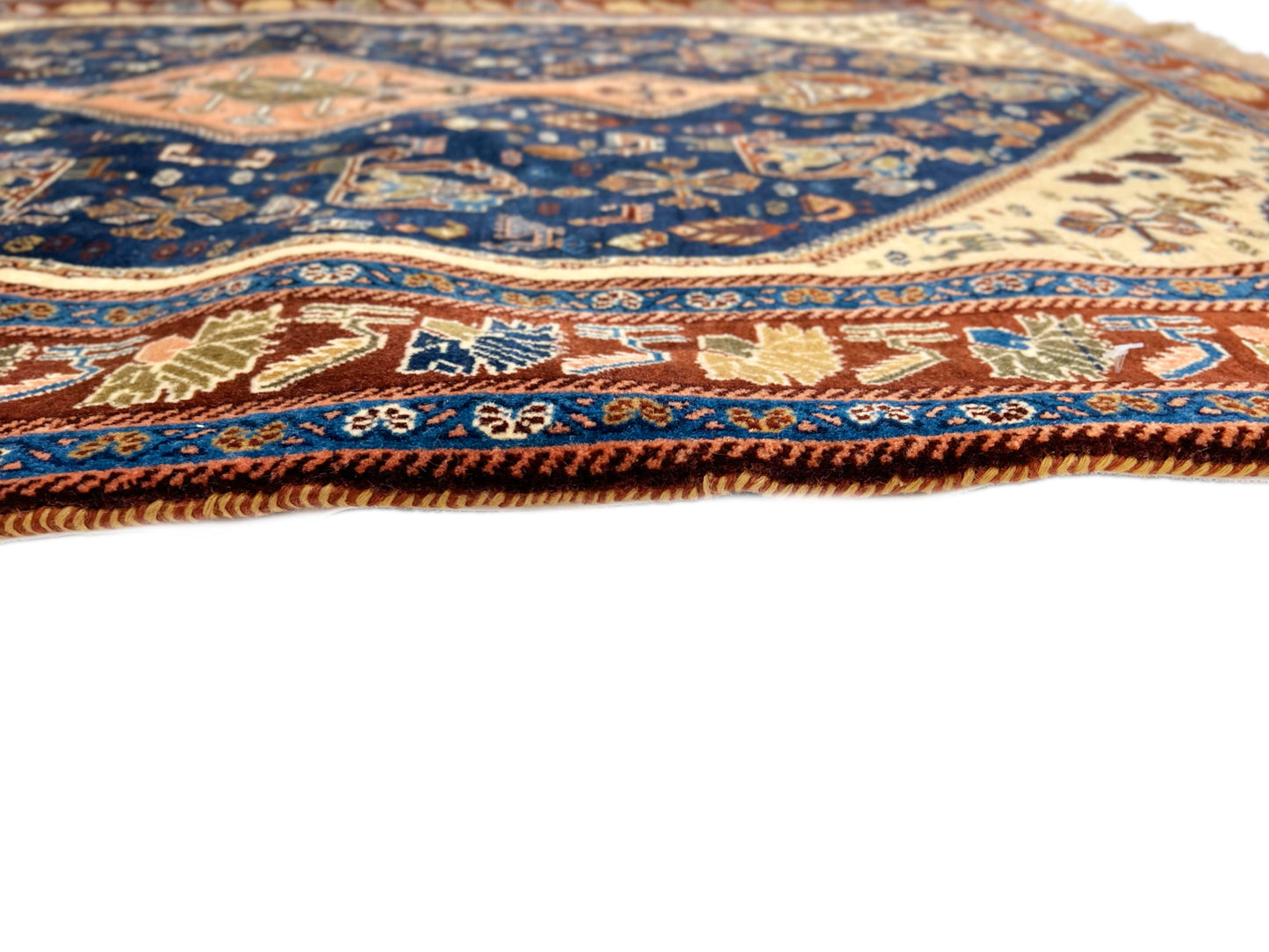 Persian Qashqai (3'04"x4'09") navy/ivory/burgundy