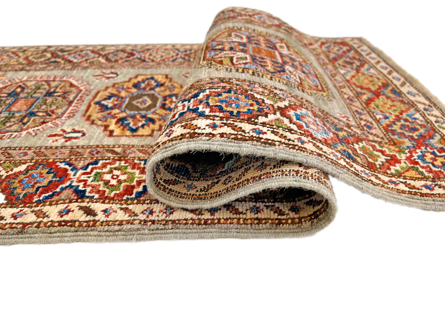 Super Kazak (1'11"x5'08") sand/multicolor