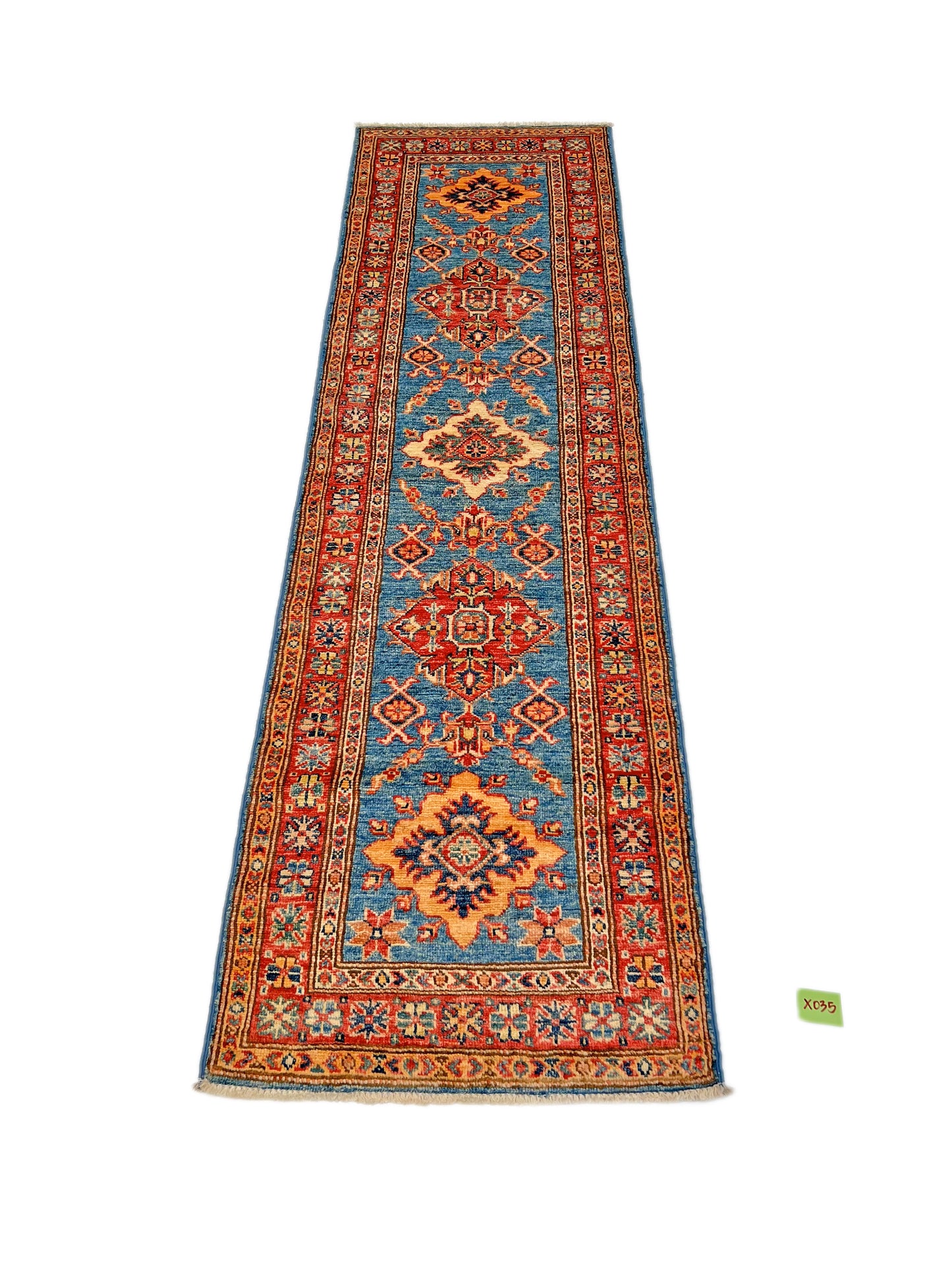 Super Kazak (1'10"x6'05") blue/ivory