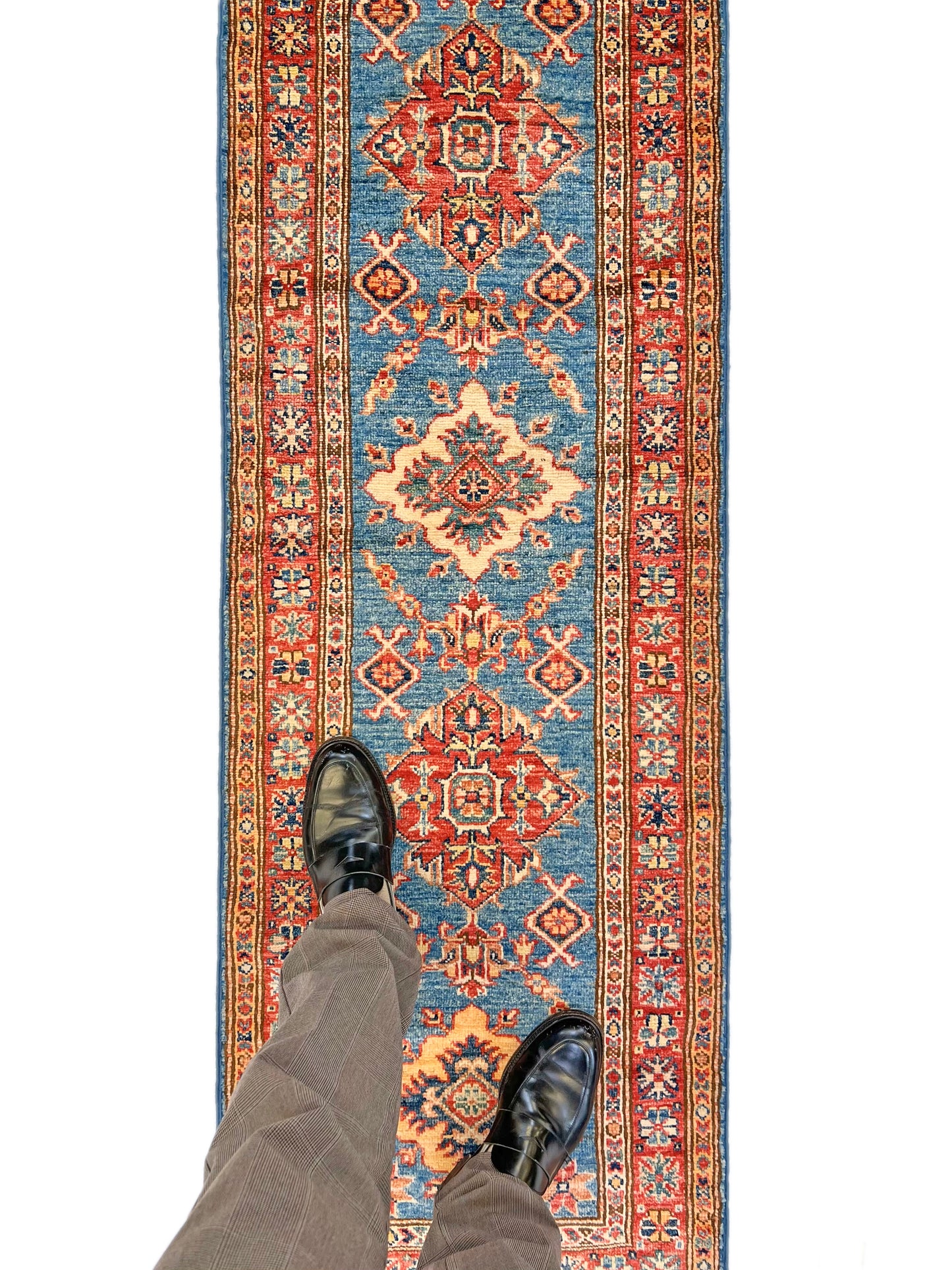 Super Kazak (1'10"x6'05") blue/ivory