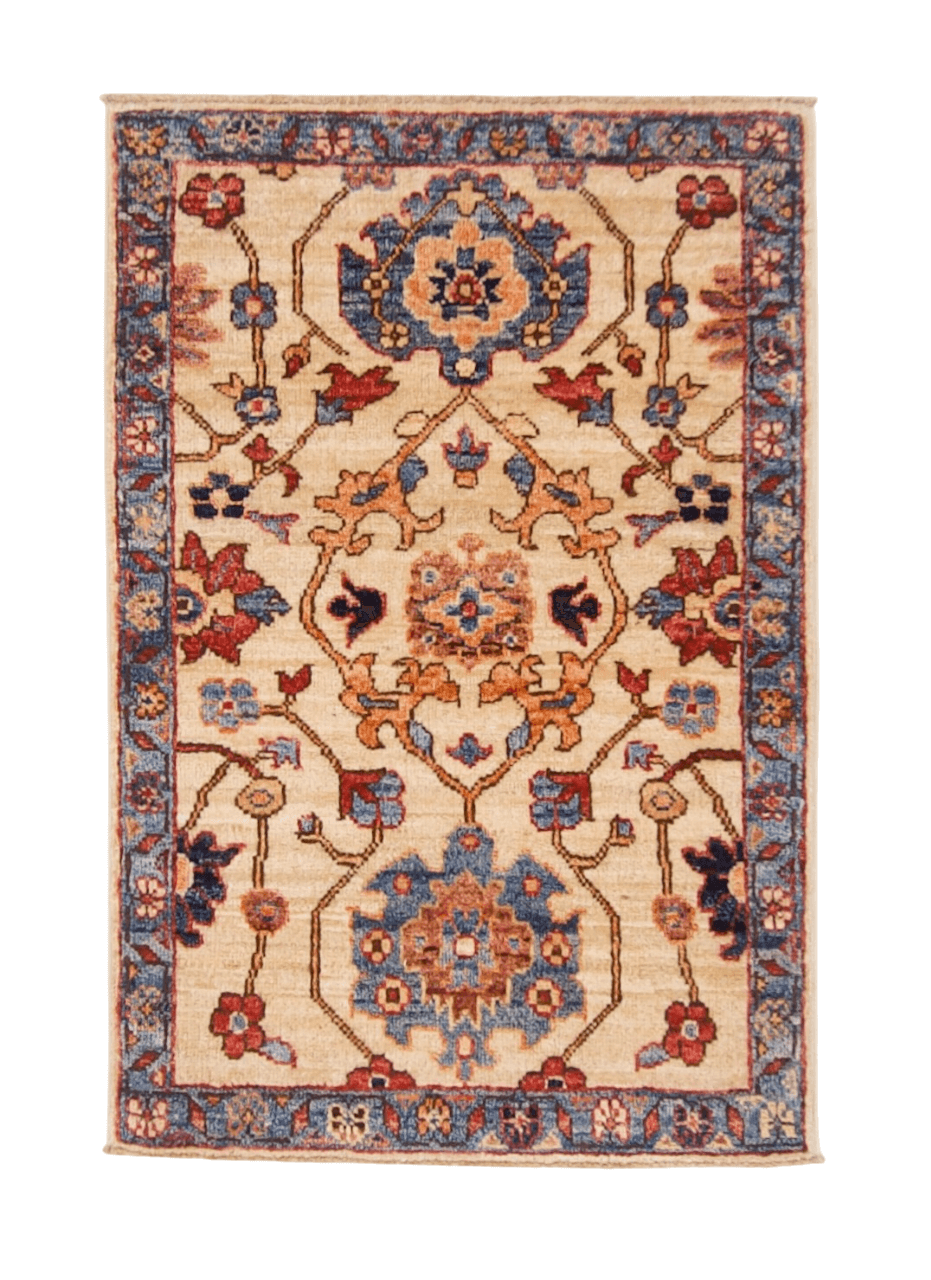 Afghan Ariana (2'00"x3'00") ivory/blue