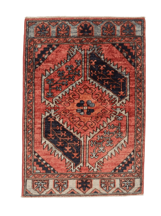 Afghan Ersari Turkomen (2'01"x3'01") red/blue