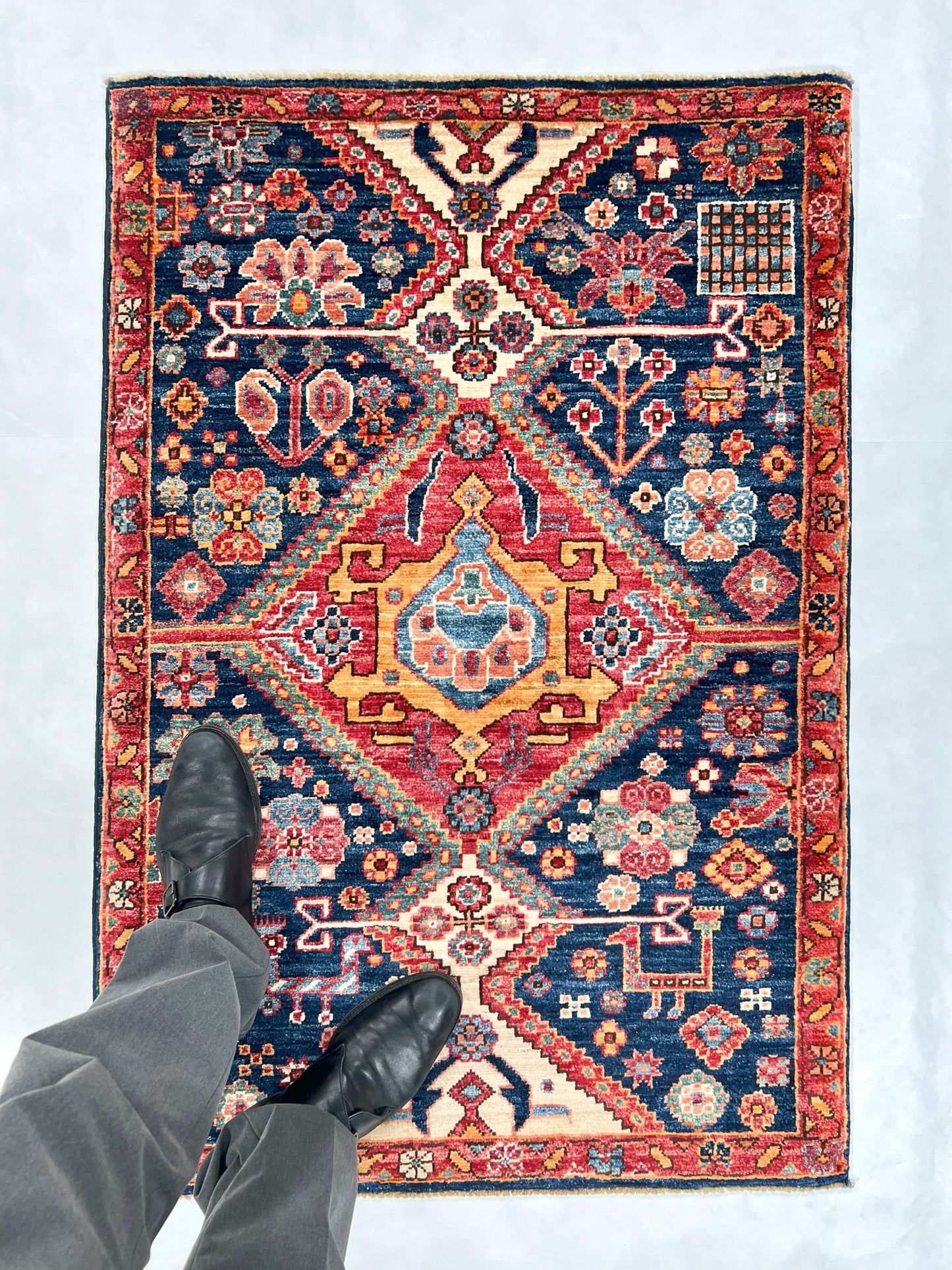 Afghan Qashqai (2'08"x3'10") blue/red