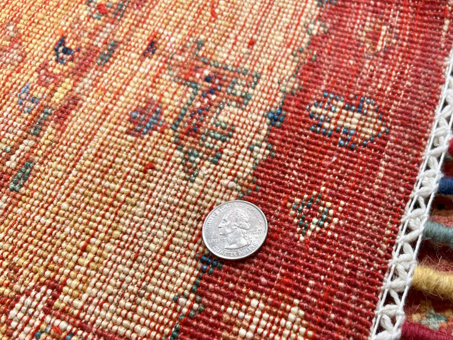 Afghan Khorjin-Gabbeh (2'08"x3'09") rust/gold