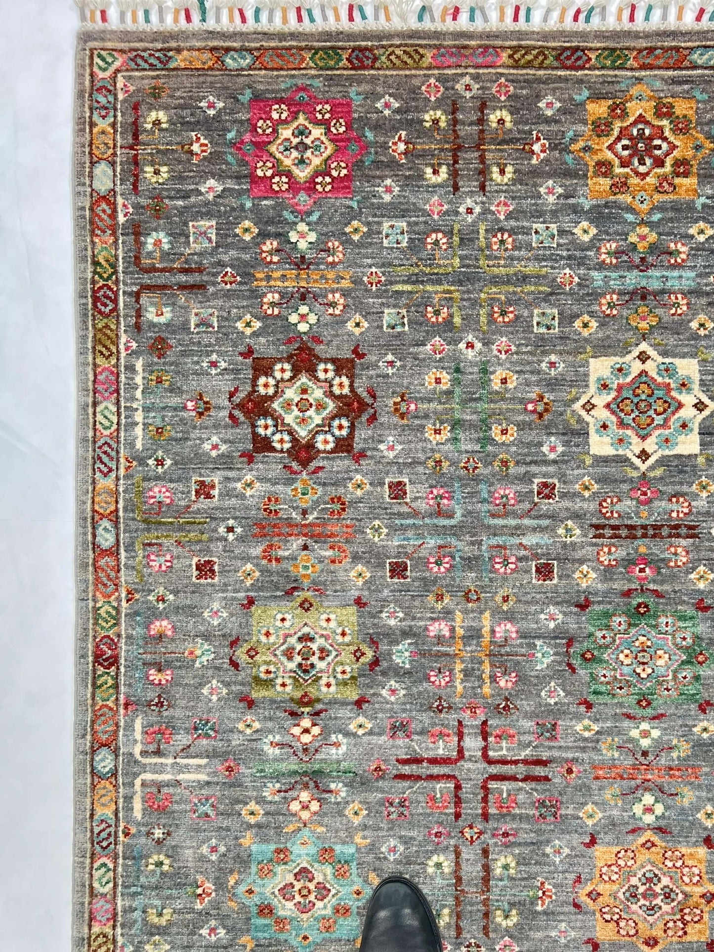 Afghan Khorjin (3'04"x5'00") gray/pastel